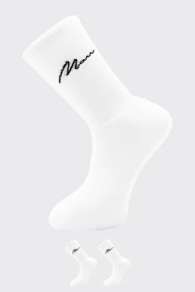 2 Pack Man Script Sport Sock