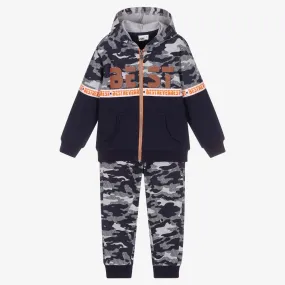 Boys Blue Camoflage Tracksuit