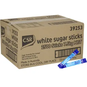 CSR White Sugar Sticks 3g Box 2500 Sachets Bulk