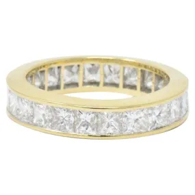 Dazzling 3.25 CTW Princess Cut Diamond 18 Karat Gold Eternity Band Ring