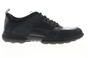 Geox U Traccia Mens Blue Suede Low Top Lace Up Euro Sneakers Shoes
