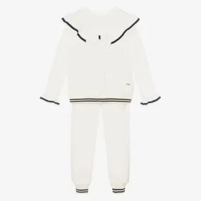 Girls Ivory Cotton Tracksuit