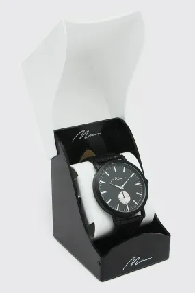 Man Script Classic Textured Watch