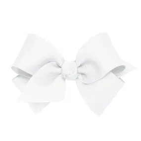 Small Grosgrain Hair Bow with Center Knot - White
